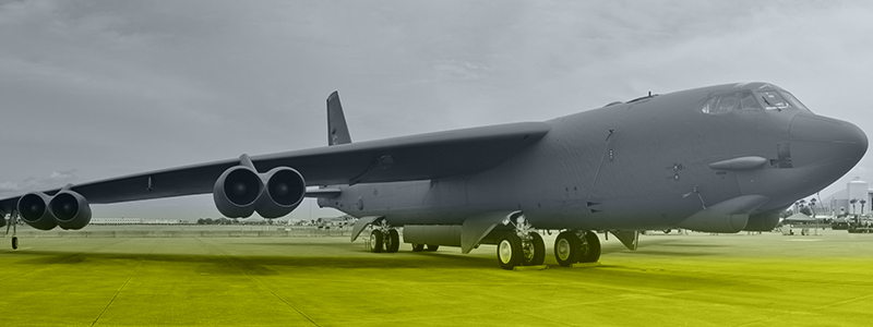 Blog header about Obsolescence Management in the Aerospace &amp; Defense Industries showing a B52 Stratofortress