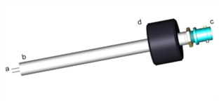 E-field probe built from a length of coaxial cable